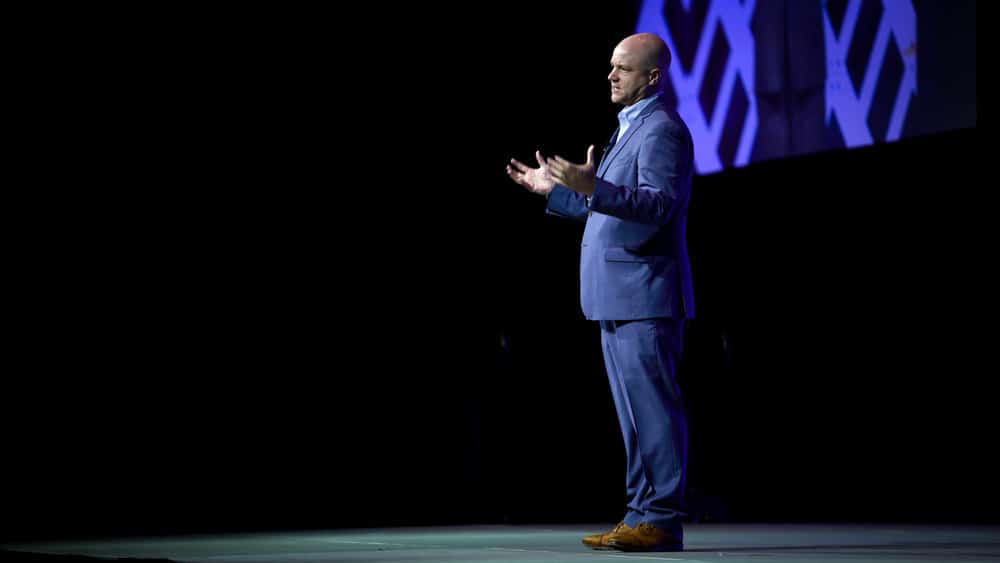 Craig Fuller, CEO of FreightWaves, presents the opening remarks at Transparency18. ( Photo: FreightWaves )