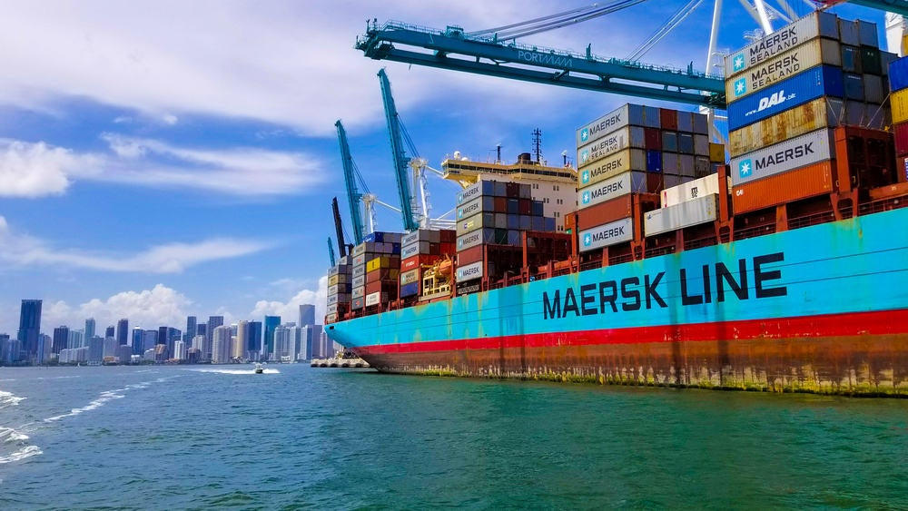 A Maersk ship pulls into Miami ( Photo: Shutterstock )
