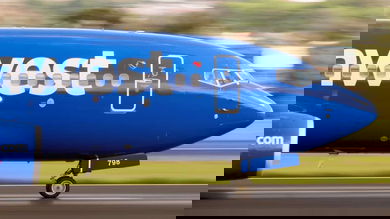 Close up of dark blue plane
