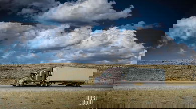 Truck moving on highway