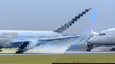 787 on the runway after landing
