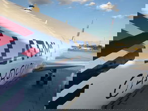 Close up fuselage view of LATAM Cargo aircraft.