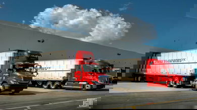 U.S. Xpress trucks at dock