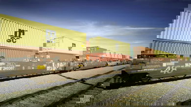 A photograph of intermodal containers.