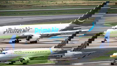 White planes on airport taxiways.