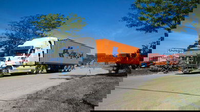 A tractor-trailer from Gusgo Transport, a Canadian carrier being acquired by TFI International