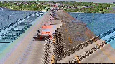 A view from a live web camera of trucks crossing the U.S-Canada border via the Peace Bridge