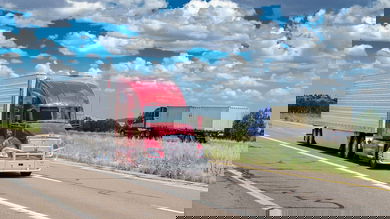 Trucks passing om the highway