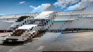 Truck parked at facility door