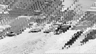 Cleveland, Ohio frozen during the Great Appalachian Storm of 1950.