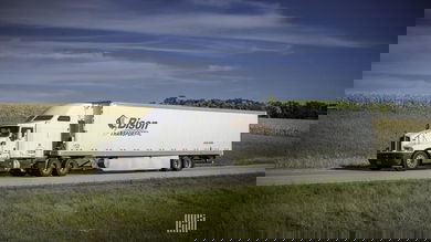 A tractor-trailer of Bison Transport, one of Canada's largest trucking companies.