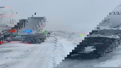 Wreck on Interstate 80 in Iowa during snowstorm on Feb. 4, 2021.