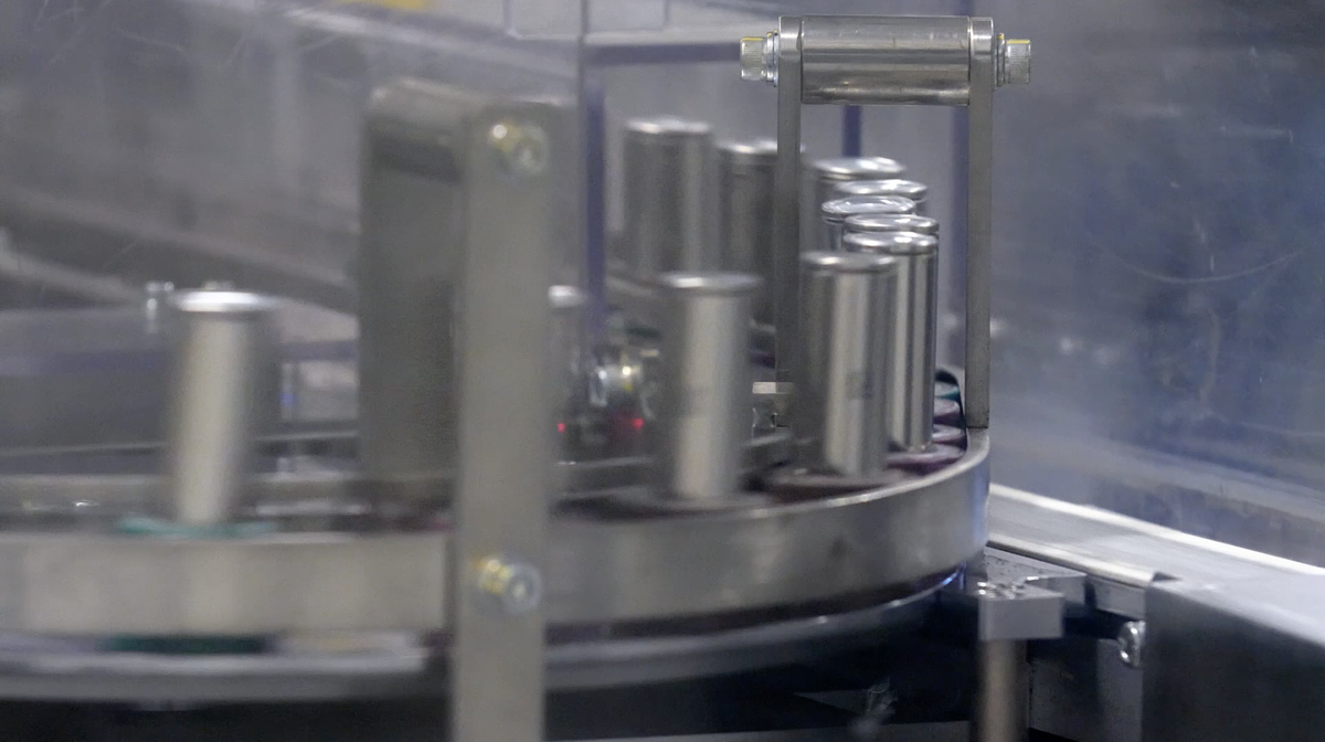 Battery manufacturing equipment at a Panasonic plant.