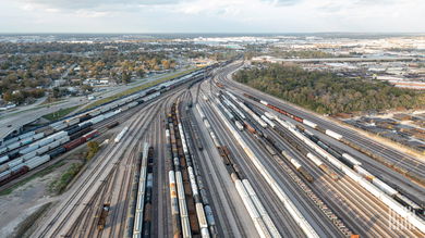 A rail yard near the Port of Houston.