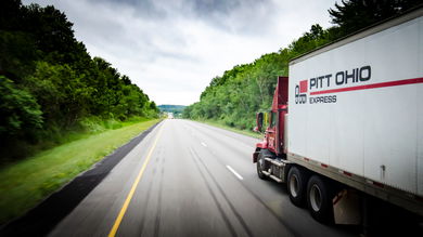 Pitt Ohio truck on the road