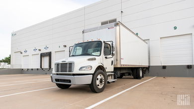 A white box truck at a Prologis facility