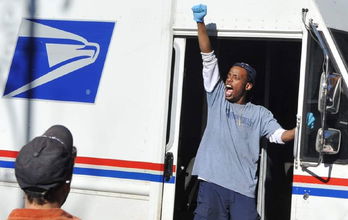 postal workers celebrate election
