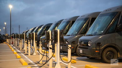 Electric trucks being charged