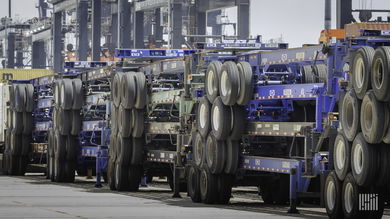 Stacked intermodal chassis.