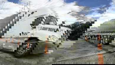 Truck at truck driving school